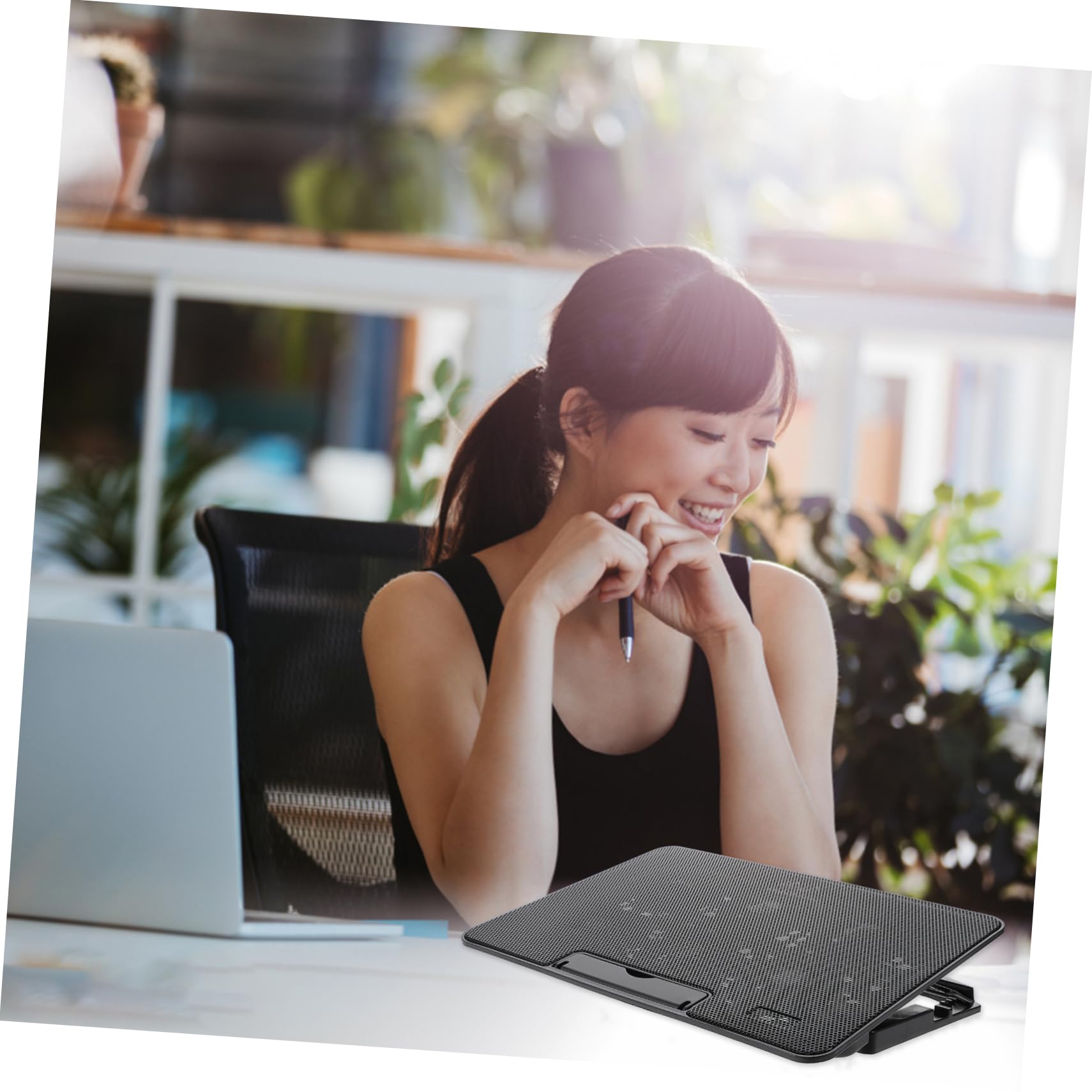 Veemoon Laptop Kühlpad für Gaming Notebooks Verstellbare Höhe Lüfter USB Stromversorgung Leiser Betrieb zur Effektiven Wärmeableitung Reduzierung von Nacken Schulterschmerzen
