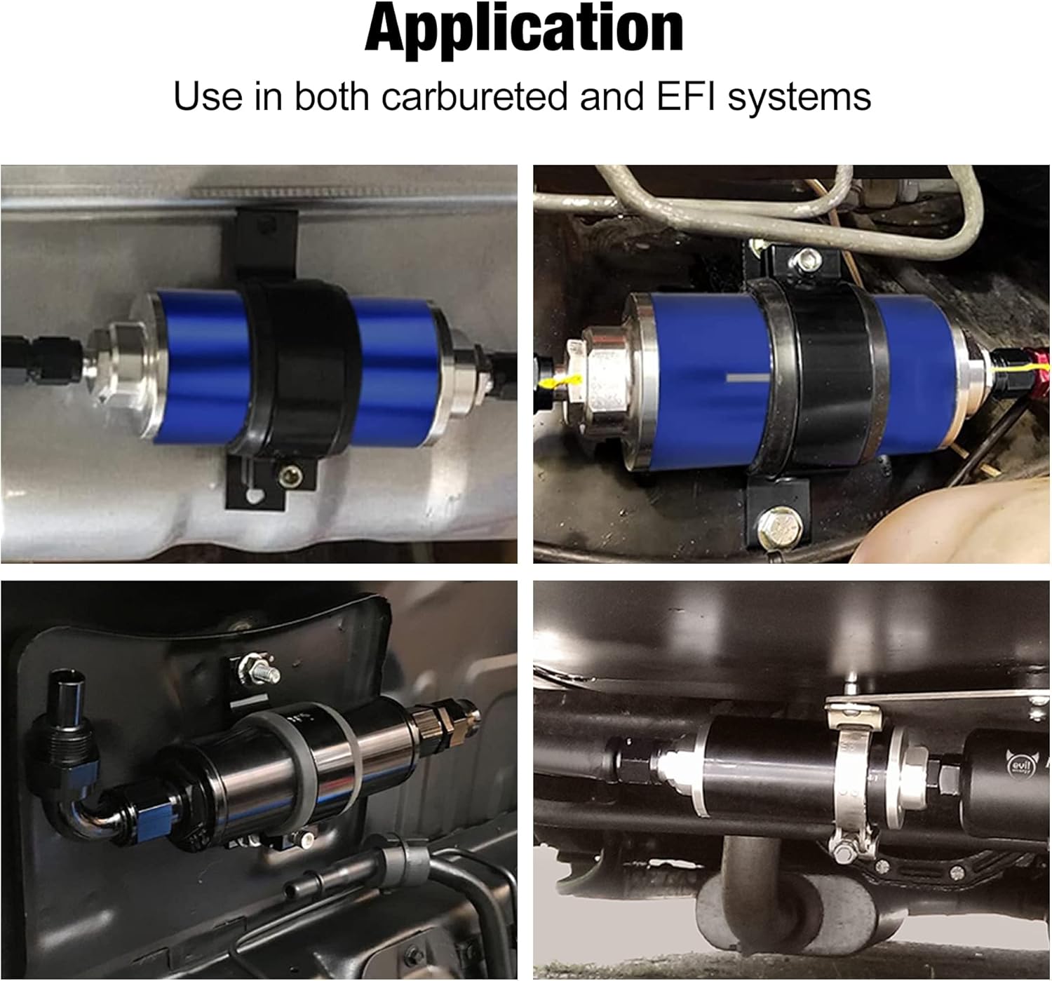 EVIL ENERGY 30 Micron Inline Fuel Filter with 6AN 8AN 10AN Adapter&Bracket Clamp 60MM Universal