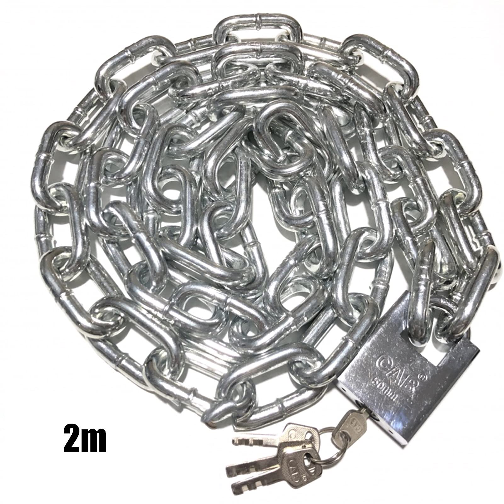Lucchetto a Chiave Blocco a Catena in Acciaio Pesante, utilizzato per la Serratura antifurto della Sicurezza del cancello del Magazzino della Bicicletta, 0,5 m, 0,8 m, 1m, 1,5 m, 2m (Size : 2m)