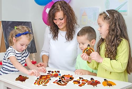 Miniatura 3 de FaCraft Manualidades de Acción de Gracias para niños, 24 calcomanías de pavo, adornos para hacer tus calcomanías de pavo, manualidades de otoño para
