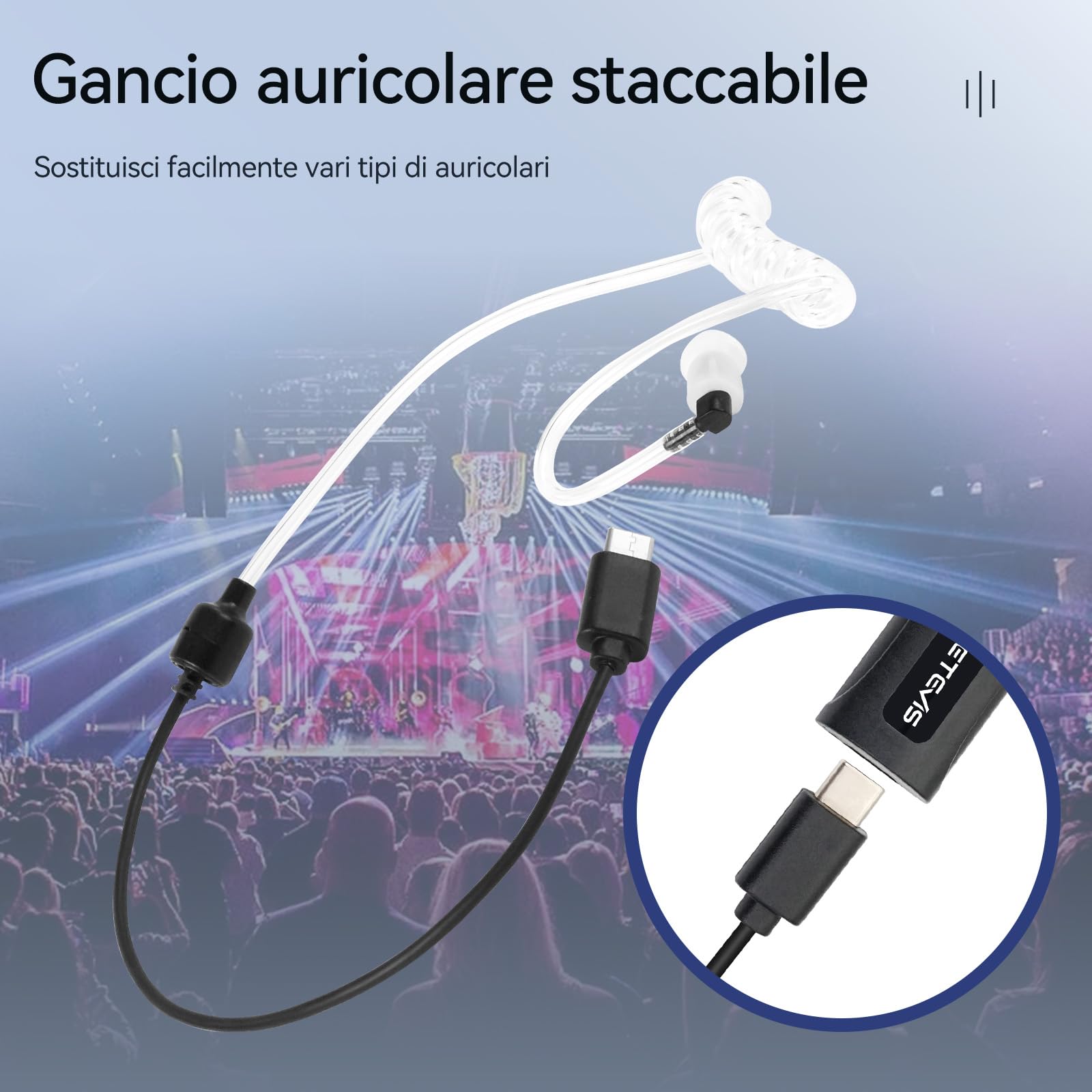 Retevis Cancellazione Attiva Del Rumore Walkie Talkie Auricolare, 2 Pin Cuffie Radio con PTT, Auricolari Walkie Talkie Compatibile con Kenwood Radio Bidirezionale RT24 RT668 RT27 RT622 (1pcs)