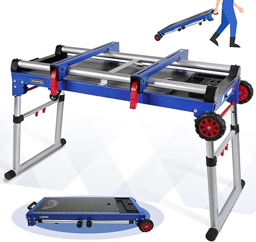 Workpro Banco de trabajo, banco de trabajo portátil 4 en 1, mesa de trabajo plegable rápida con soporte de sierra de inglete desmontable y patas