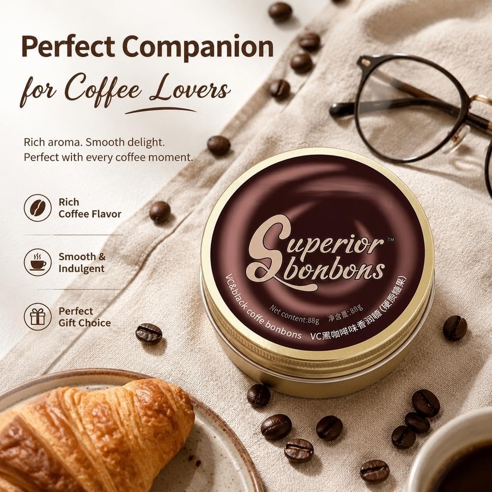 Hochwertige schwarze Kaffee-Hartbonbons mit VC, 2er-Pack