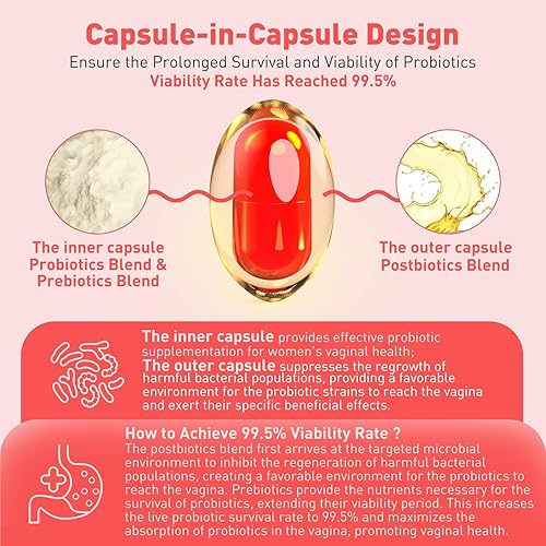 Miniatura 4 de Probióticos vaginales para mujeres, equilibrio de pH con mezcla de prebióticos y postbióticos, suplemento de salud vaginal para mujer, apoya la