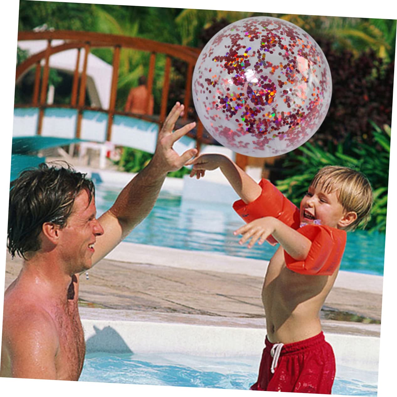 Abaodam 16 Piezas Pelota De Playa con Lentejuelas Bolas De Brillo De Lentejuelas Pelota De Playa Inflable Piscina Inflable para Niños Inflables De Polivinilo