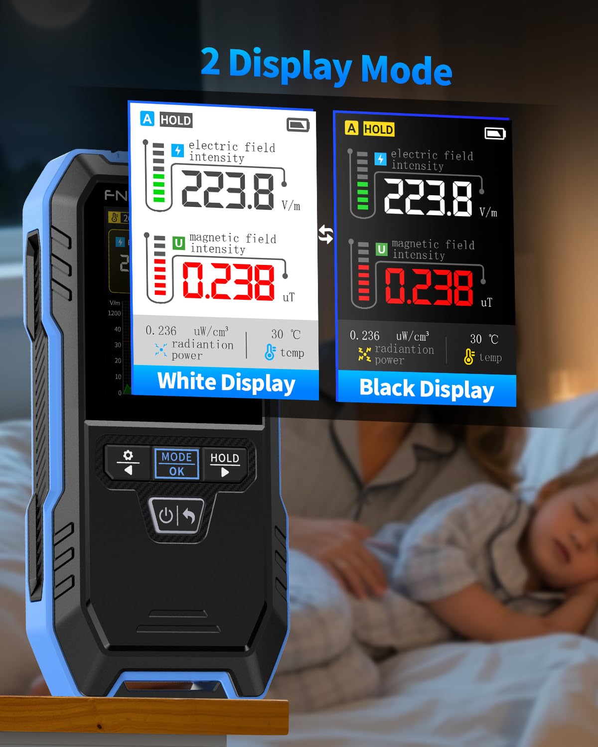 FNIRSI ERD-10 Rilevatore EMF, 4 in 1, misuratore di radiazioni EMF con modalità curva, lettore EMF ricaricabile, rilevatore di radiofrequenza per casa, ufficio, caccia ai fantasmi