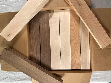 Woodchucks Wood Large Scrap Box Long Edge Rippings Boards Teak، Purpleheart، Maple، Oak، Bloodwood