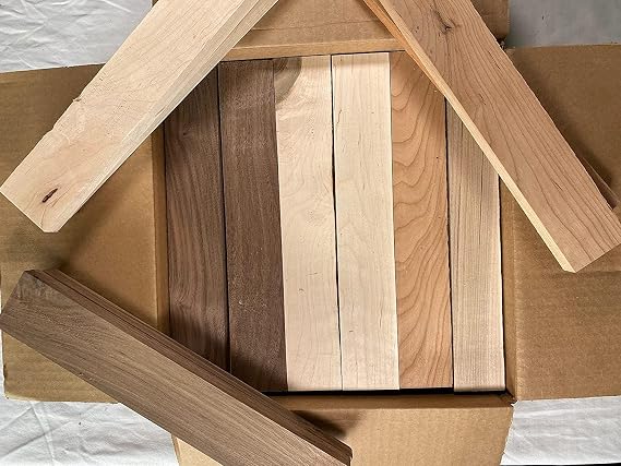 Woodchucks Wood Large Scrap Box Long Edge Rippings Boards Teak، Purpleheart، Maple، Oak، Bloodwood