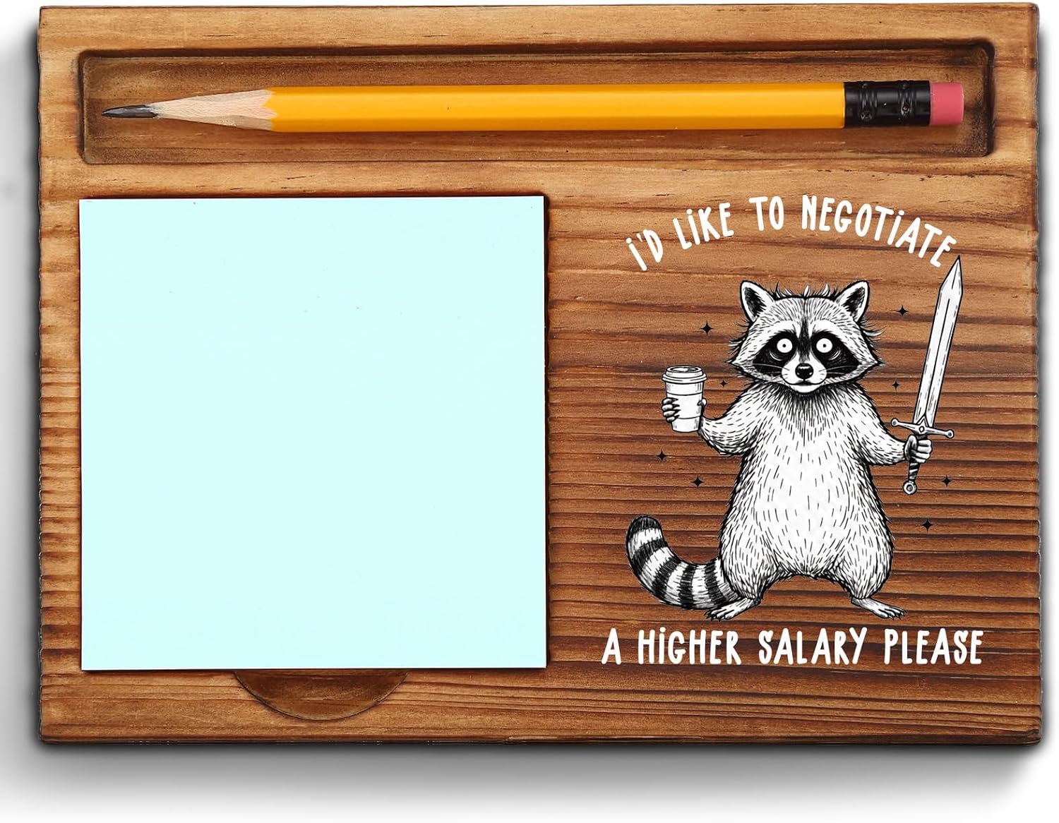 I’d Like to Negotiate Sticky Note Holder, Funny Raccoon Quote Self-Stick Note Pad Holders, Sarcastic Work Mental Health Humor Gifts Present for Women, Men, Coworker, Friend ZSS116