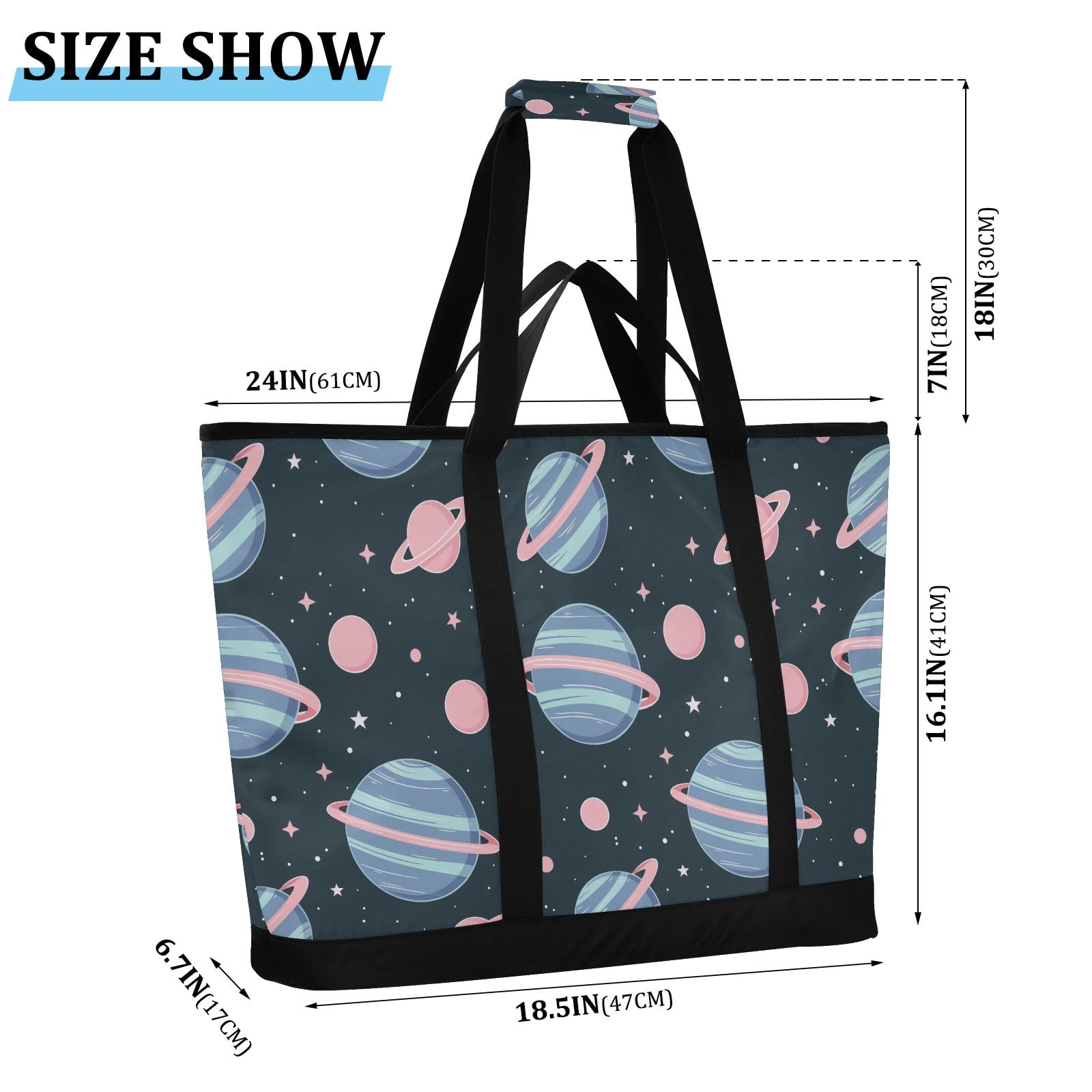 Cartoon Charming Planet - Bolsa térmica térmica reutilizable con cremallera, bolsa térmica grande portátil para viajes o camping