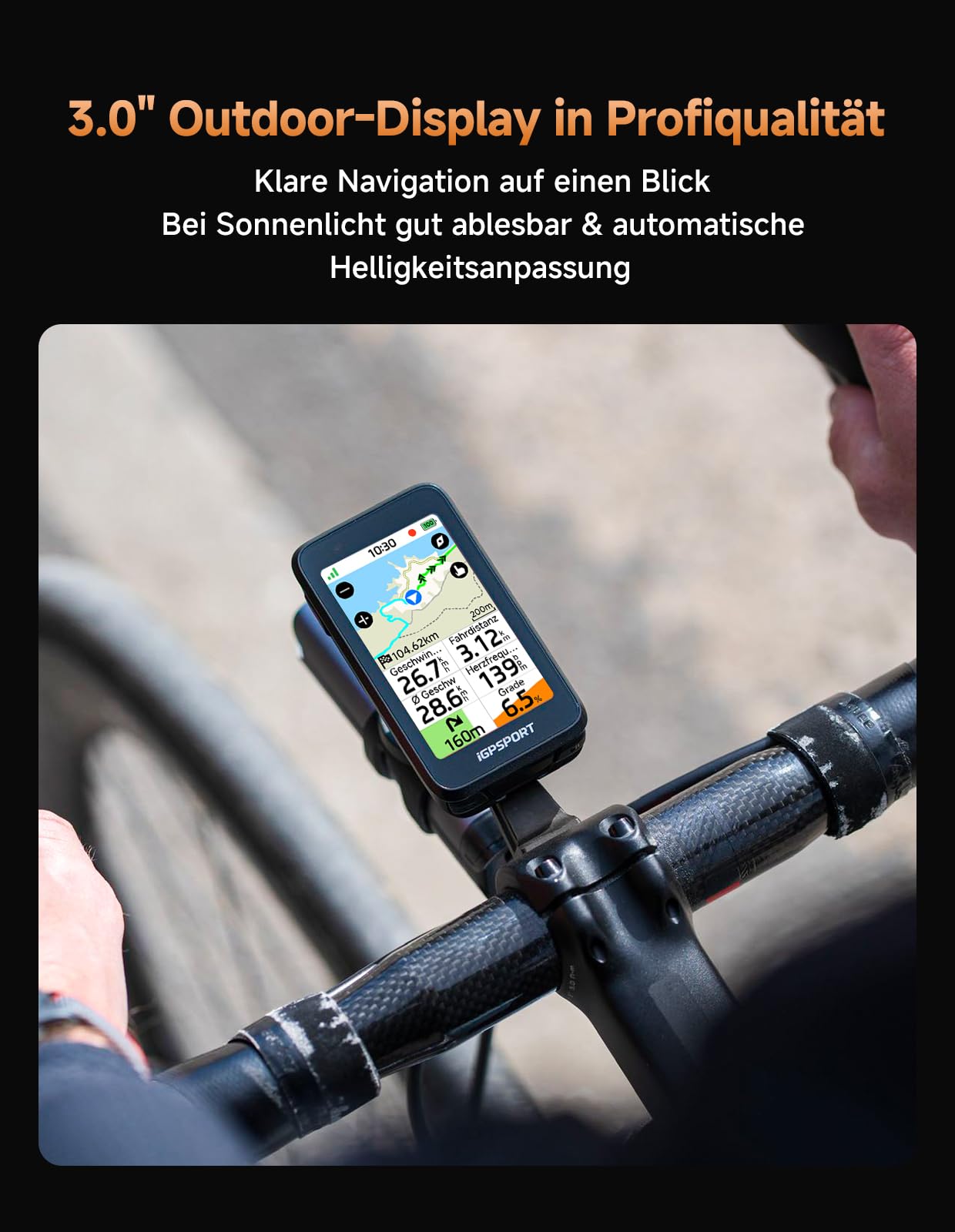 iGPSPORT BiNavi Air Fahrradcomputer Kabellos, GPS 3,0″ Touchscreen Karten Sprachnavigation Kletterfunktionen