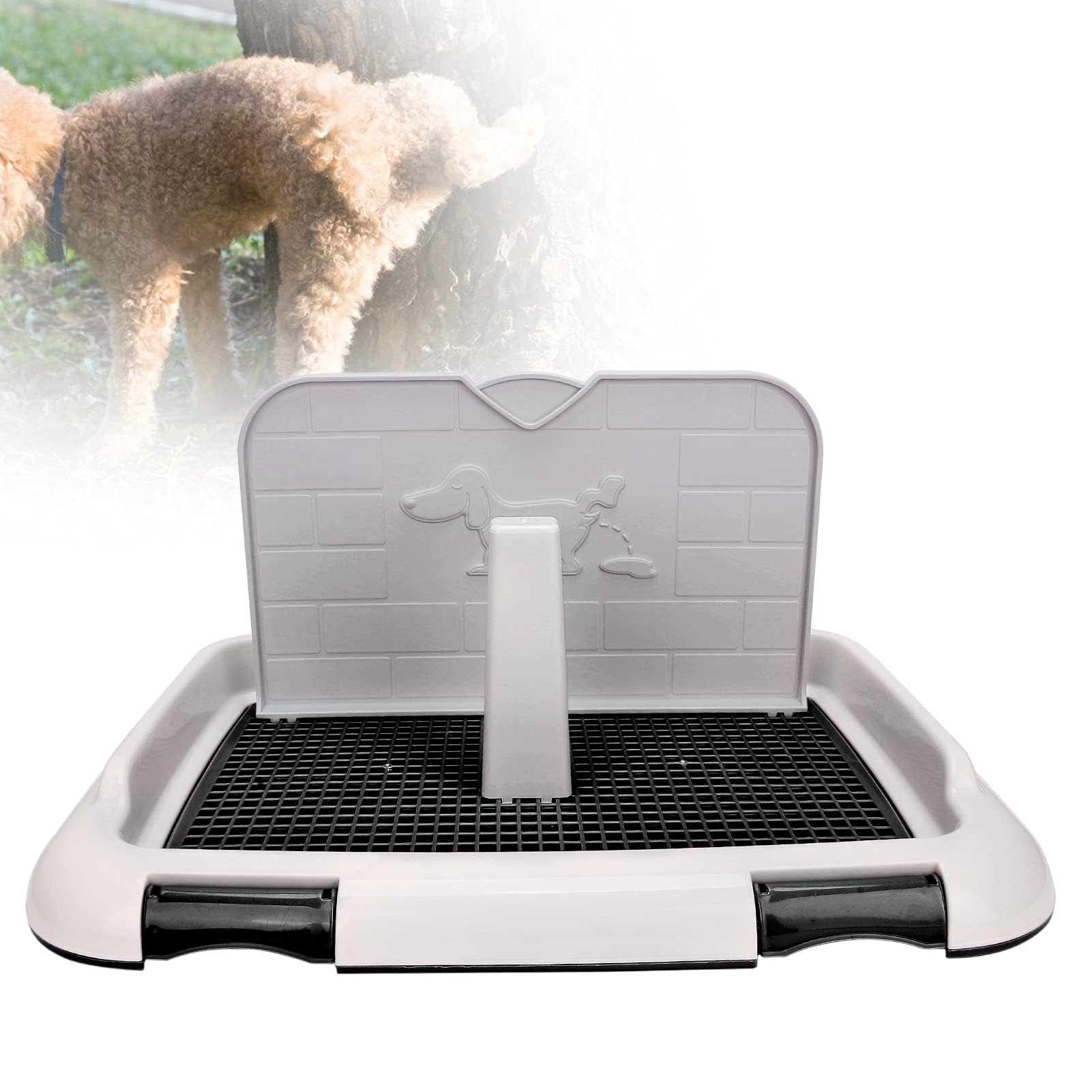 Qcwwy Hundetoilette, Indoor-Hundetöpfchen-Tablett für Hunde, Welpentraining, Toilette, Pee-Pads, Wohnung und Terrassentraining (Schwarz)