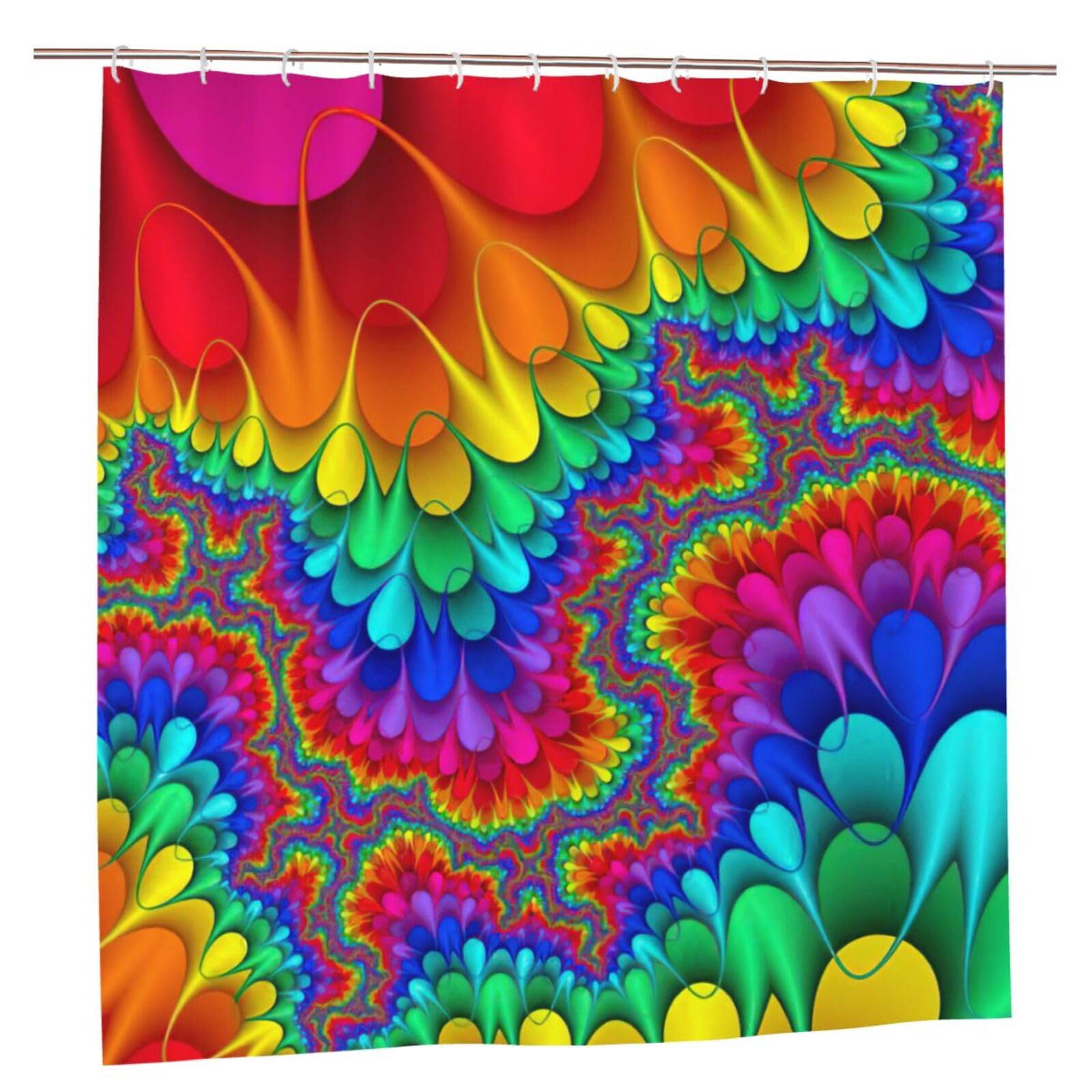 Rideau de douche arc-en-ciel 183x183 cm en polyester imprimé tie-dye