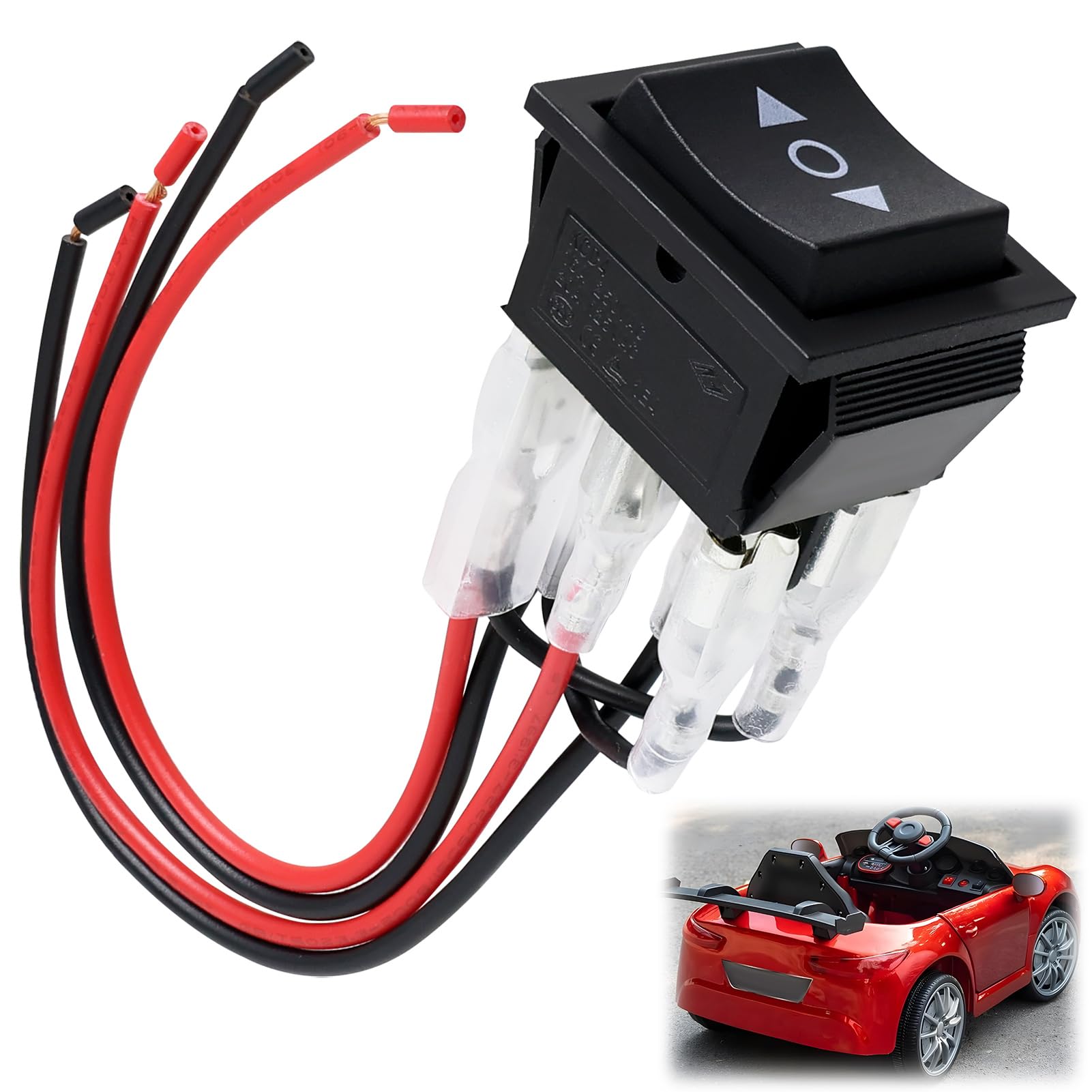 Interruptor Inversor de Polaridad 12 V 3 Posiciones Interruptor,Corriente Continua de 6 Pines, 10 A, 12 V,Botón Reinicio Momentáneo Pulsador Cable, Automático con Alambre KCD2-223-M-JT