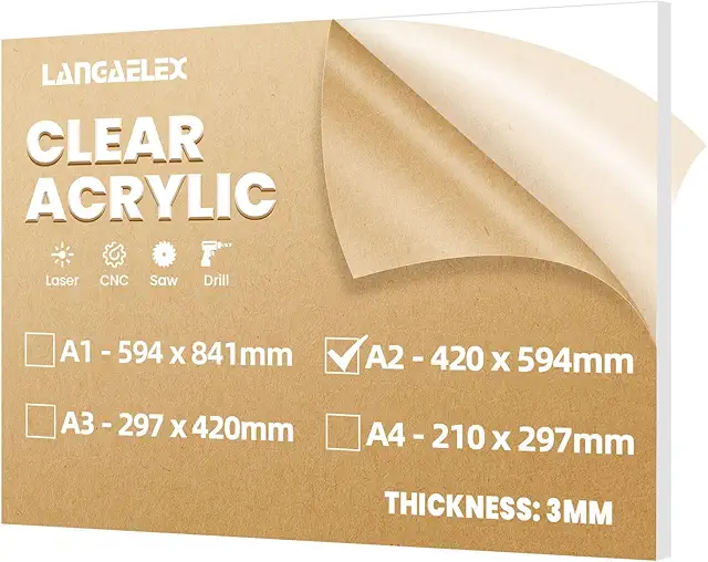 A2 Acrylic Sheet 420x594mm 3mm Thick - Aquarium Perspex for DIY & Crafts