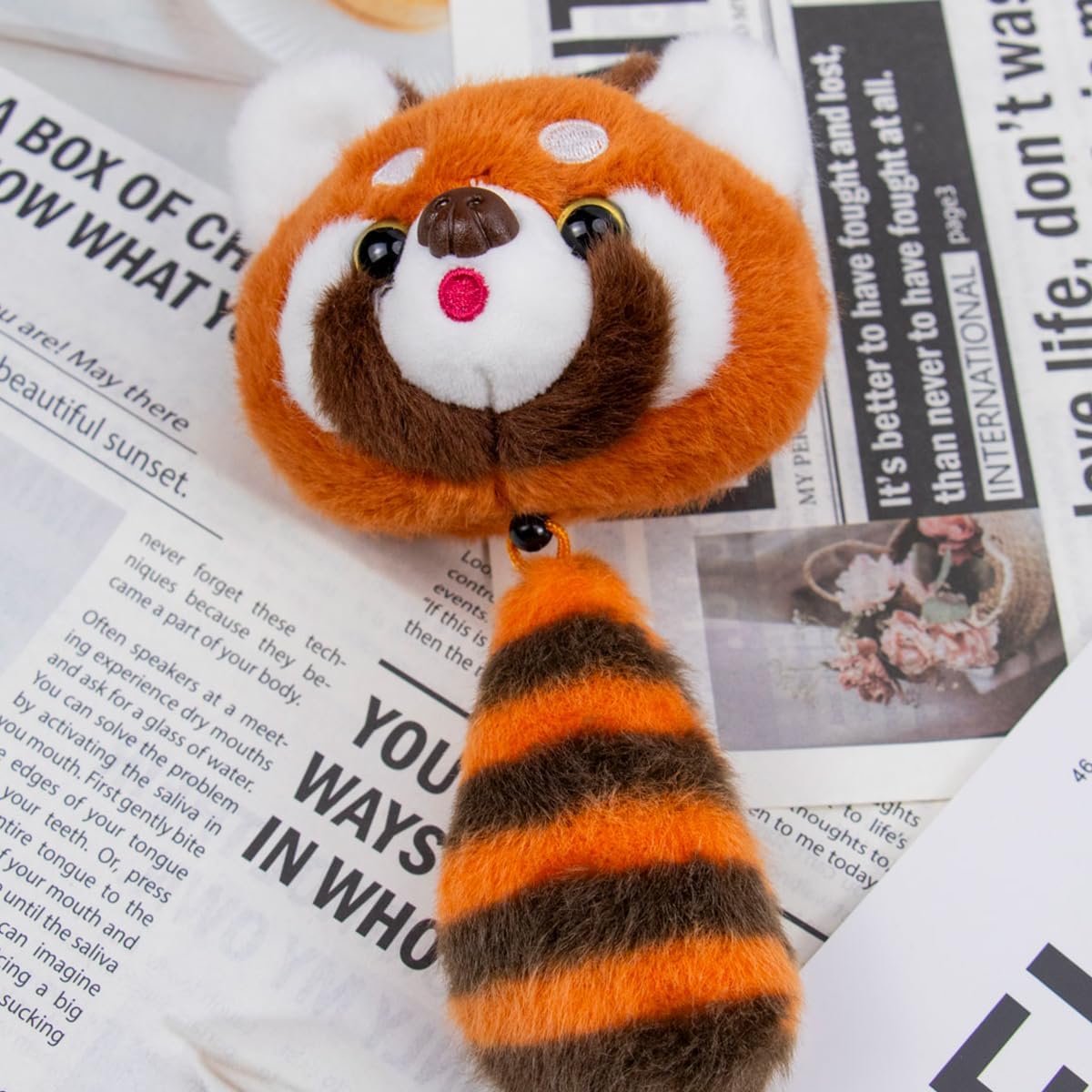Plush Red Panda Keychain, Soft Stuffed Animal Wallet Key Ring with Zipper, Cute Bag Charm for Women - Image 5