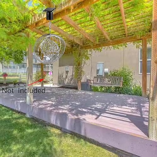 Miniatura 6 de 2 paquetes de motores giratorios de viento con energía solar para colgar hilanderos de jardín, motor giratorio de energía solar para hilandero de