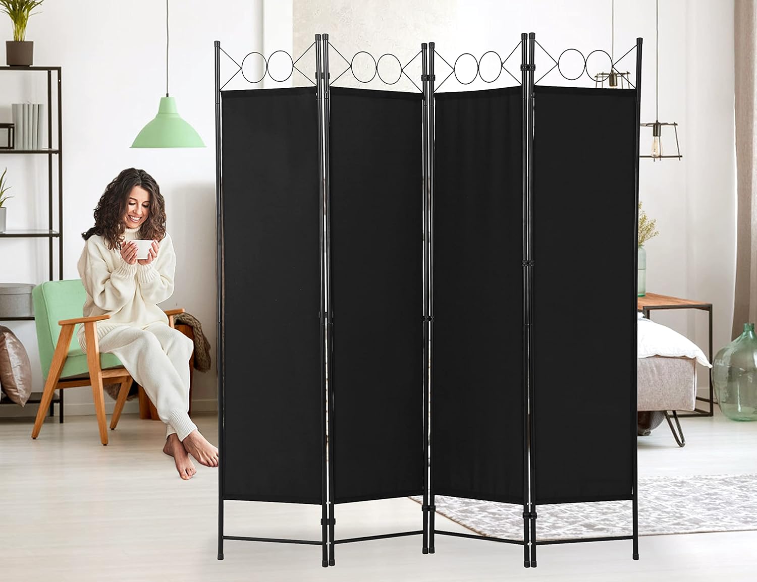 4 Panel Room Divider, Folding Portable Office Walls