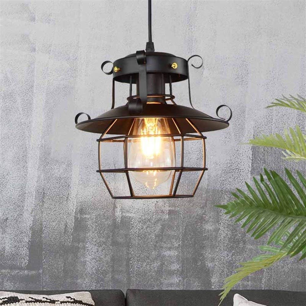 Lámpara de hierro industrial vintage colgante de una cabeza con vaso de vidrio decorativo 6