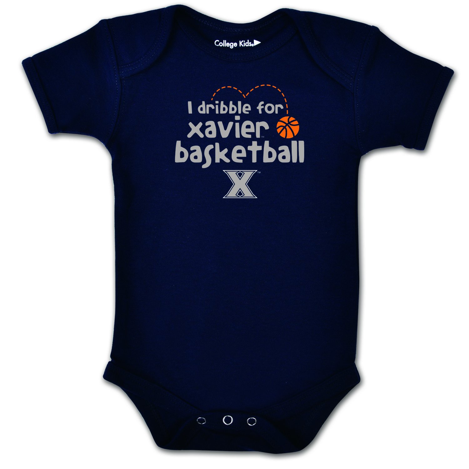 College Kids Xavier University Musketeers Infant Short Sleeve Bodysuit, 18 Months, Navy, 10802-76744