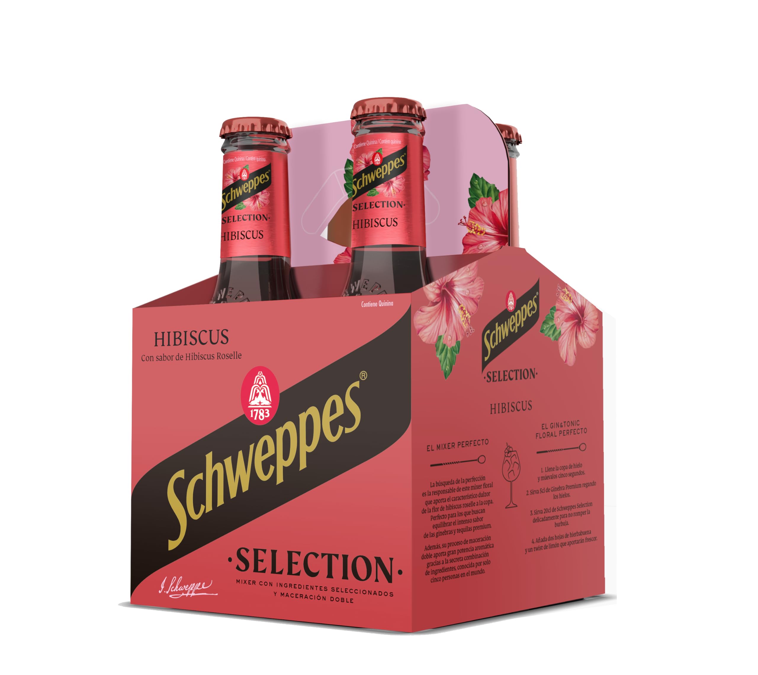 Schweppes Selection Tónica Hibiscus - Vidrio, Pack 6 cestas 4 x 20 cl (total: 24 botellas)