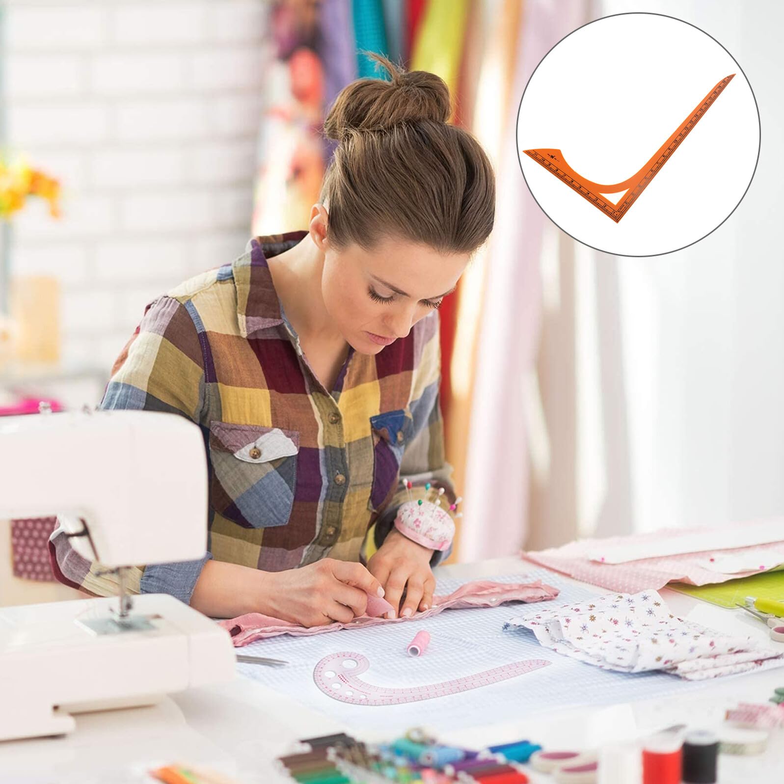 Nählineal aus Kunststoff mit Klarer Skala L-förmiges für Bekleidung | Orange, Glatte Oberfläche ohne Grate, Präzises Messwerkzeug für Kleidung und Patchwork Beim Schneiden