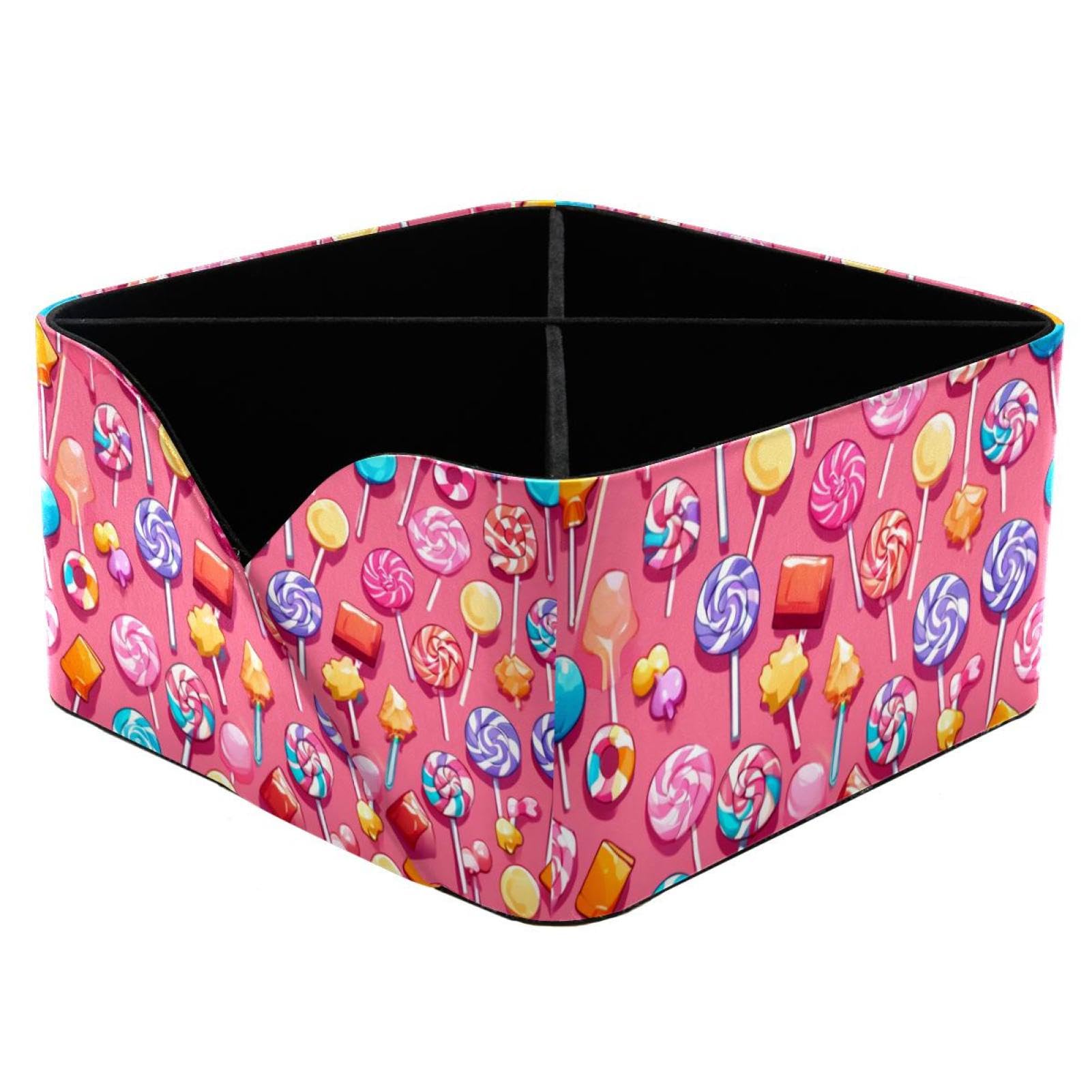 Porte-stylos de bureau et rangement papeterie rectangulaire rose motif bonbon