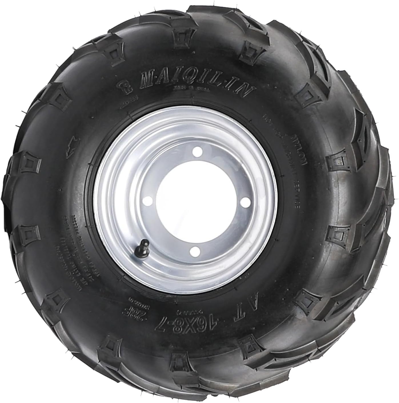 16x8-7 16x8x7 ATV Go Kart Tire with Wheel – Heavy Duty 4 Stud Rim, All-Terrain Performance – for Go Cart Golf Cart Drift Trike UTV Buggy Quad Moped 4 Wheeler Tricycle Mini Bike (1 Pack)