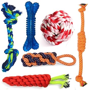 PETZLUV Dog Toys + Dog Chew Toys + Puppy Teething Toys + Rope Toys + Dog Toys for Small to Medium Dog Toys + Dog Toy + Rubber Bones for Dog + Puppies Chew Toys for Aggressive Chewers