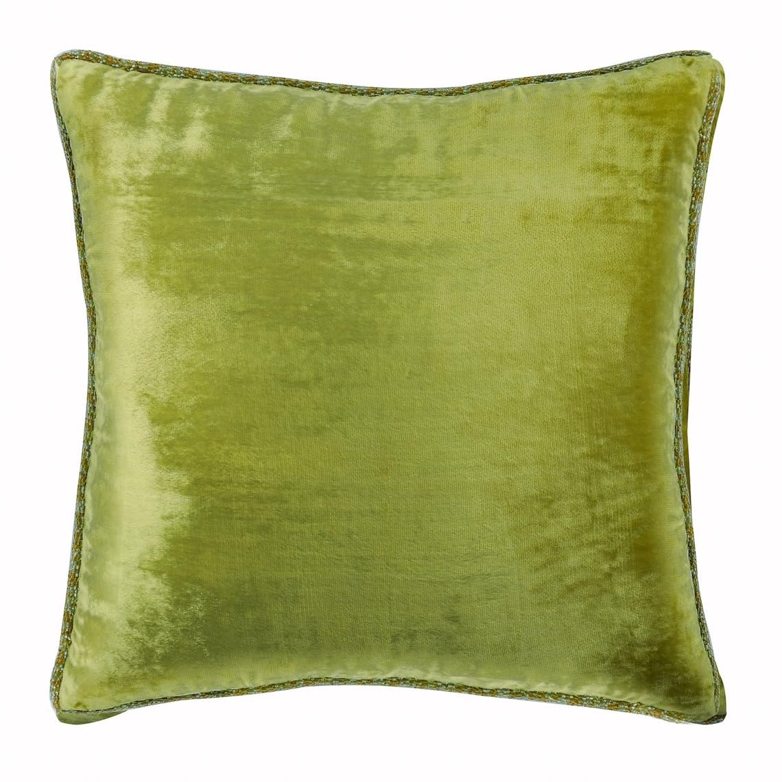The HomeCentric Lime Green Square Euro Pillow Sham, Solid Color Beaded Cord Pillowcover, Pack of 2, 65x65 cm (26"x26") case cover, Velvet Throw Pillow Cushioncase, Solid Contemporary - Green Lime
