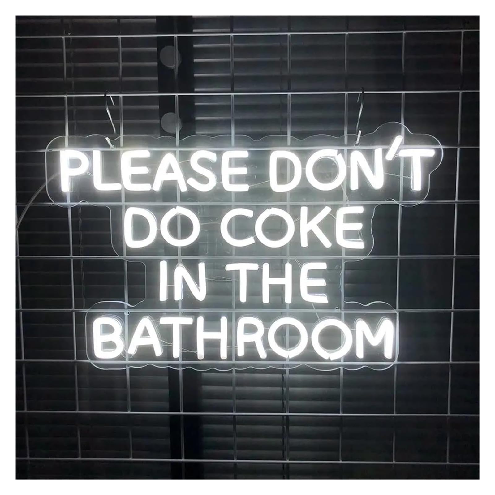 Sign Lamp Please Don't Do Coke in The Bathroom Neon Sign for Bathroom Wall Decor LED 55X35cm(White)