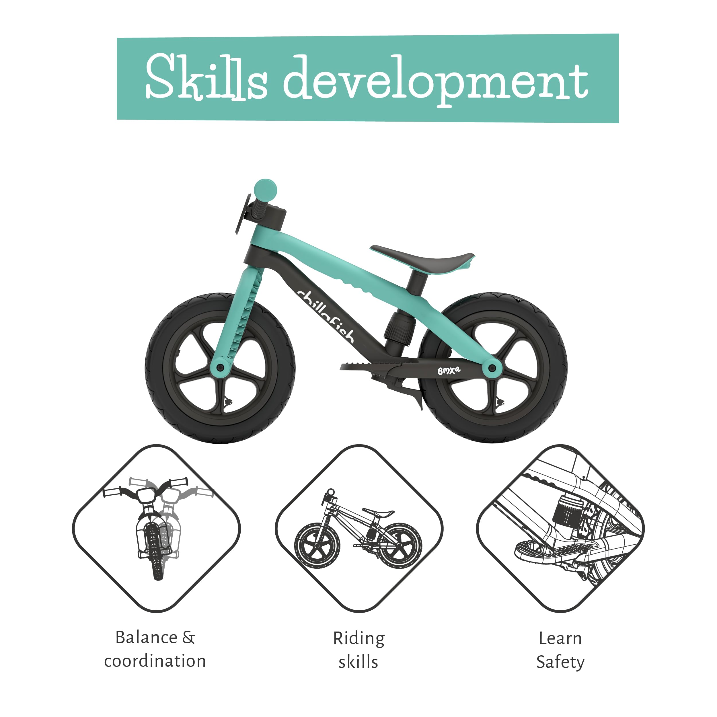 Chillafish BMXIE draisienne avec Frein à Pied, Roues Lumineuses, Version Moto ou Vroom pour Enfants de 2 à 5 Ans