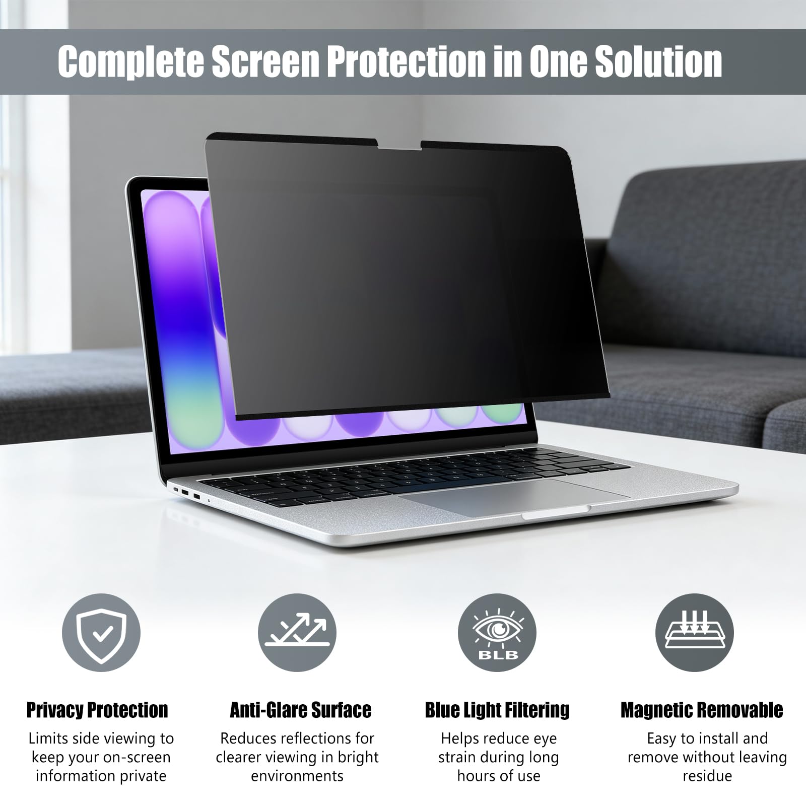 Pellicola Privacy Schermo per MacBook Neo 13 Pollici A18 PRO 2026, Removibile Magnetico Protezione Film Anti Luce Blu Antiriflesso, Ultrathin Anti Spia Protezione Filtro per Mac 13"