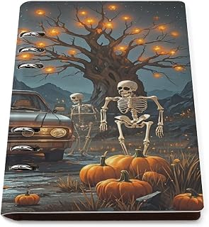 Pumpkin Tree and Car A5 Planner Binder Leather Planner Binder with 6 Ring Refillable Notebook Binders Smart Ring Binders for Budget Journal Photocard Holder Recipe Book