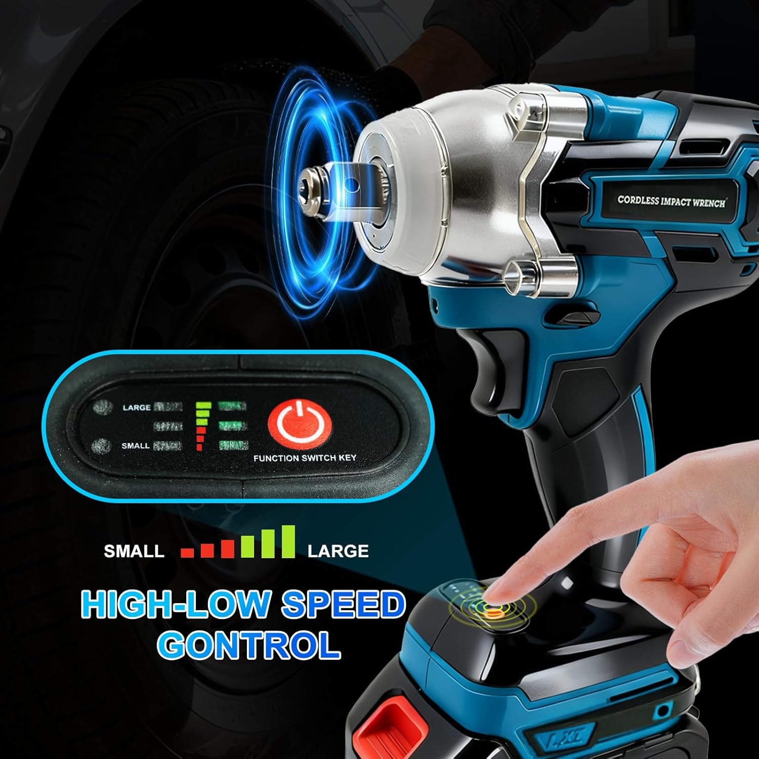 Cordless Impact Wrench, 1/2 Inch Brushless Impact Gun, 320N.m High Torque Impact Driver Set with 2 x 21V Batteries for Automotive/RV, Truck Repair & Maintenance