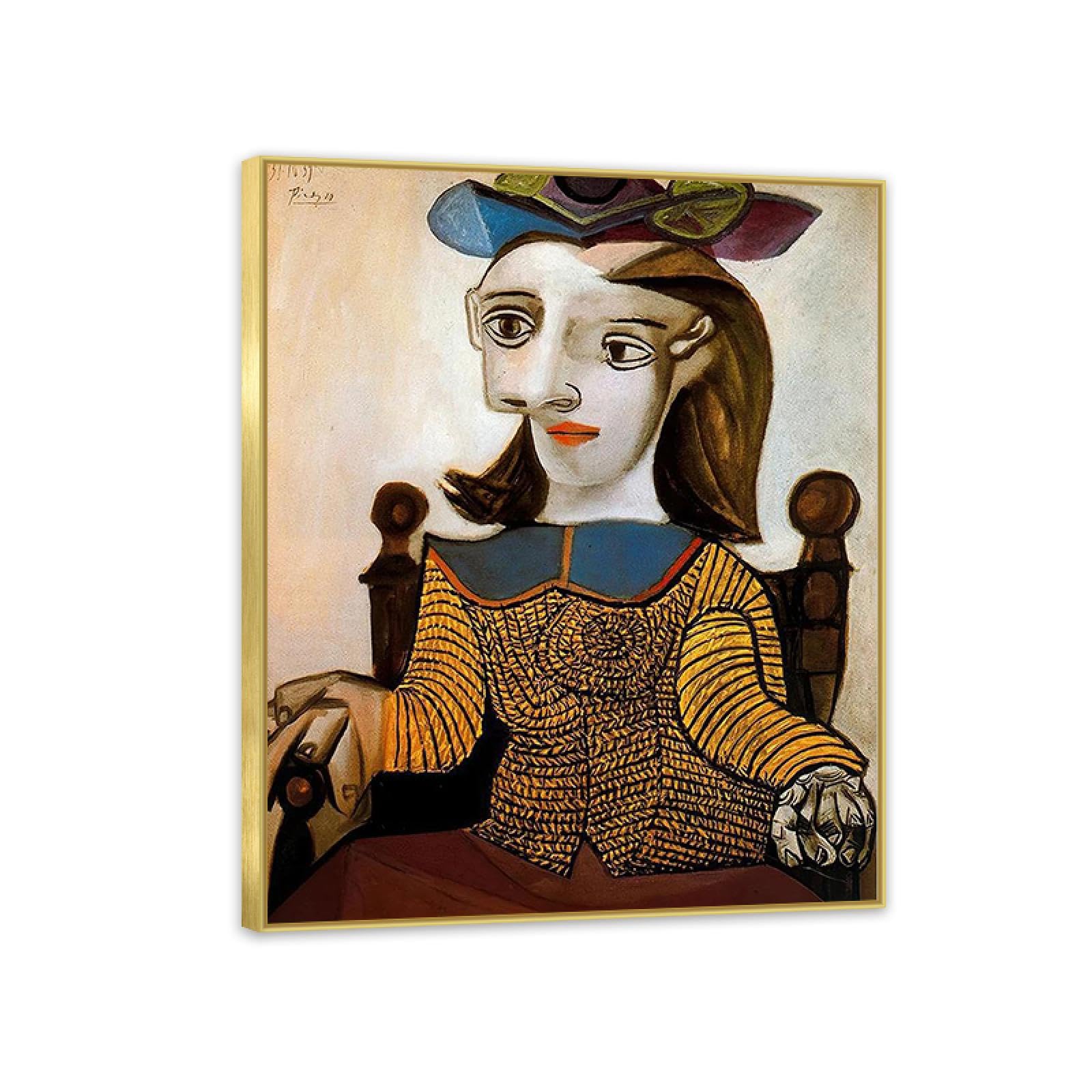 Affiche décorative Le Pull Jaune de Pablo cadre doré décoration maison 85x70 cm - 8