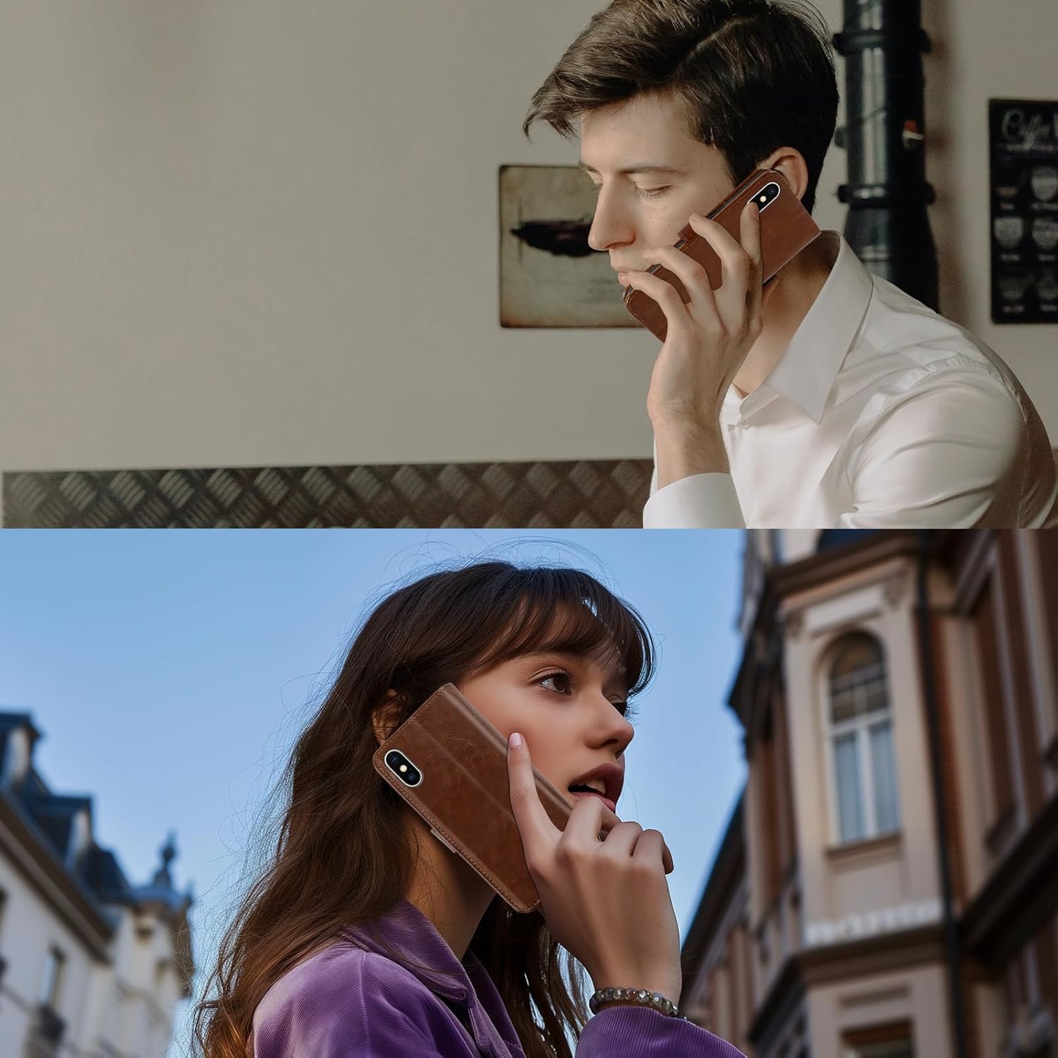 MONASAY Wallet Case Compatible for iPhone X/iPhone Xs, 5.8-inch, [Glass Screen Protector Included] [RFID Blocking] Flip Folio Leather Cell Phone Cover with Credit Card Holder,Brown - Image 9