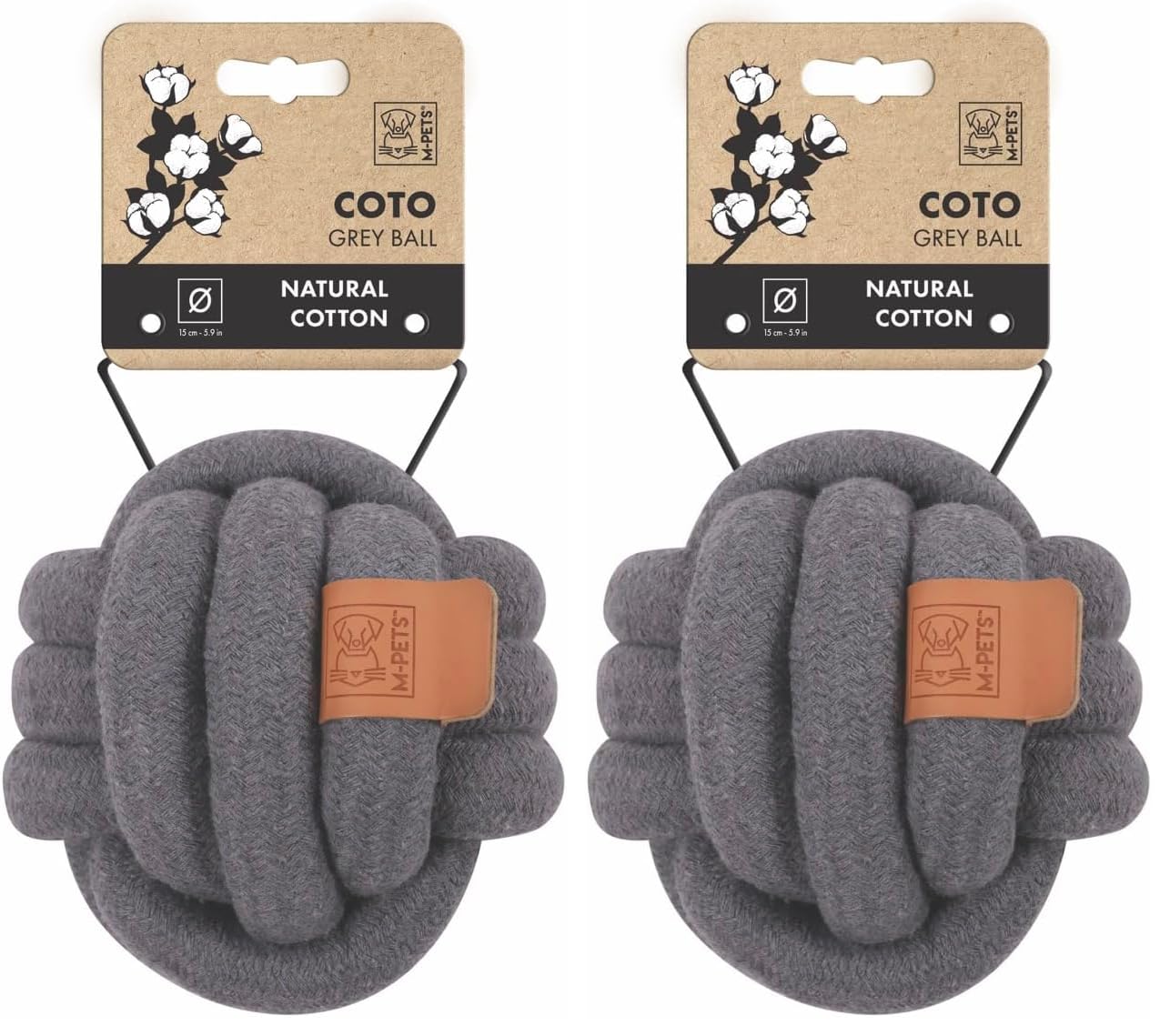 M-PETS COTO GREY BALL 15CM ÖRGÜ TOP OYUNCAK (2 paketi)