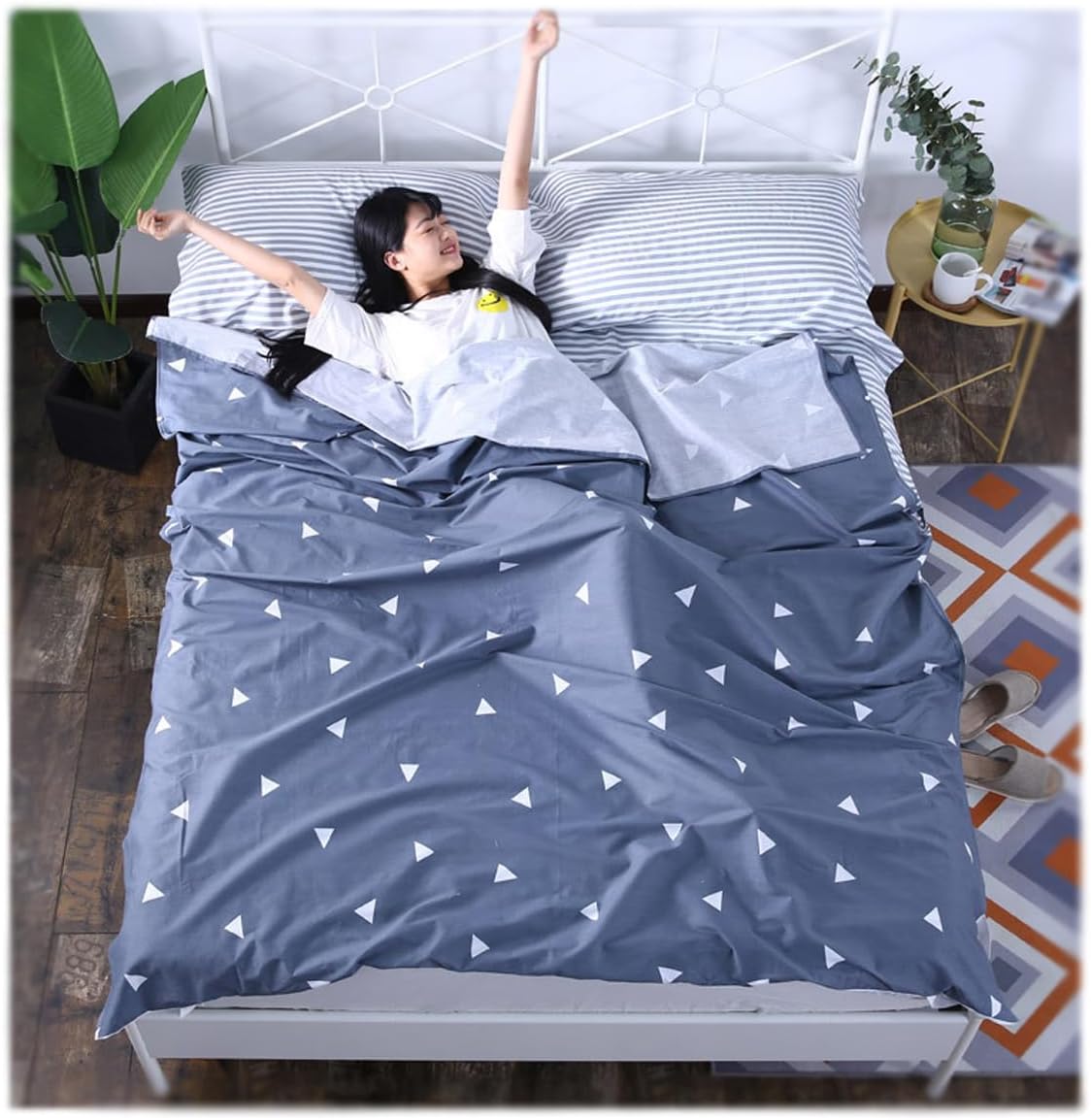 NALACAL Sleeping Bag Liner, Portable Cotton Camping Travel Sheet, Double Sleep Sack Adult for Hostels Outdoor Picnic Planes Trains (180 * 210cm)