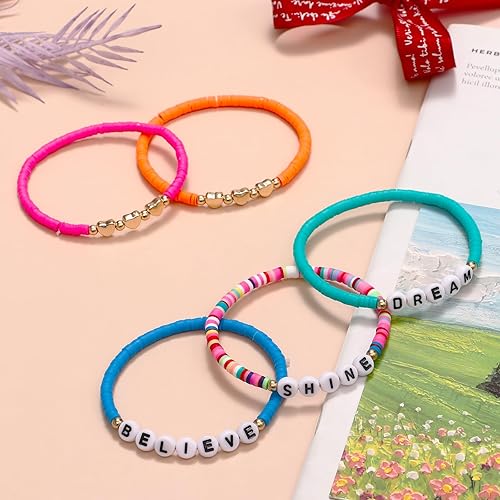 Miniatura 3 de Lorfancy Pulseras para niños y niñas, pulseras de cuentas con letras para bebés, lindas amistades y princesas, elásticas, accesorios de joyería