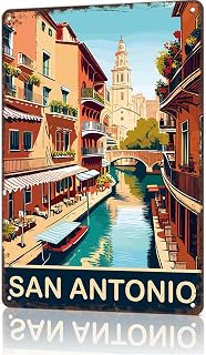 Vintage Metal Tin Sign San Antonio Poster-Wall Art Decor for Home Room Office Dorm Decor 8X12inch