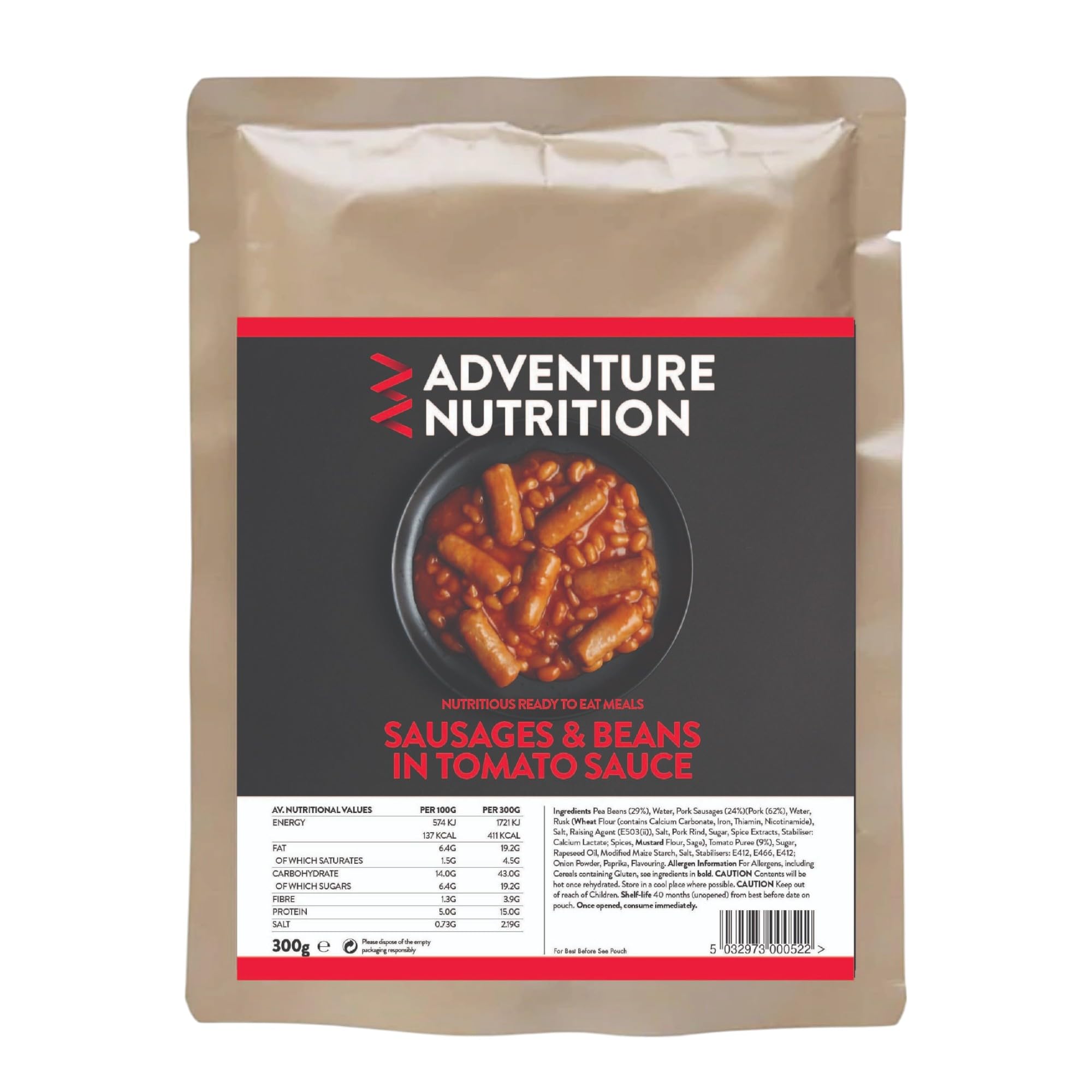 300g Pork Sausage & Beans in Tomato Sauce MRE Wet Meal Award Range