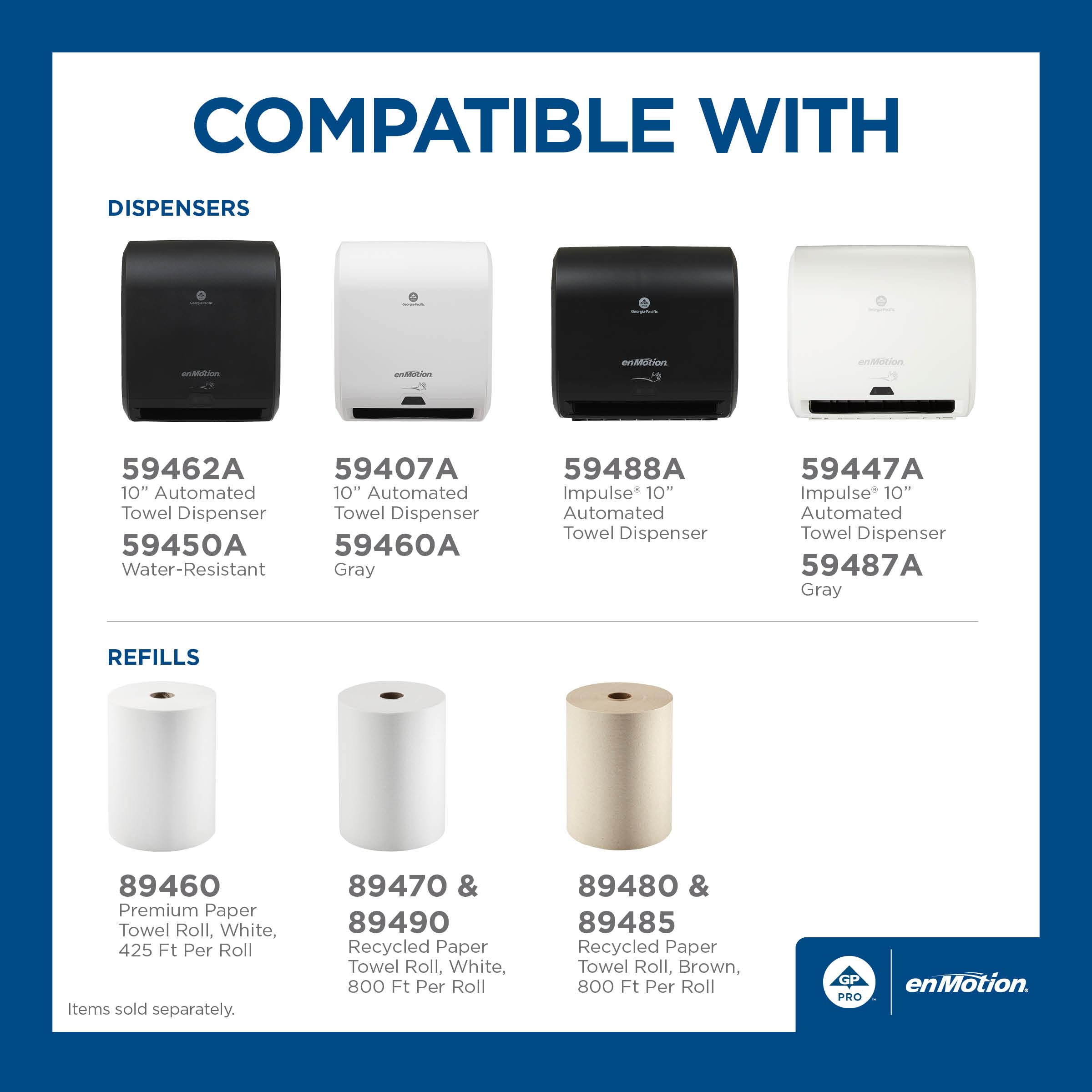 ENMOTION® Dispensador automático de Toallas de Papel sin Contacto de 10 Pulgadas por GP Pro (Georgia-Pacífico), Negro, 1 dispensador