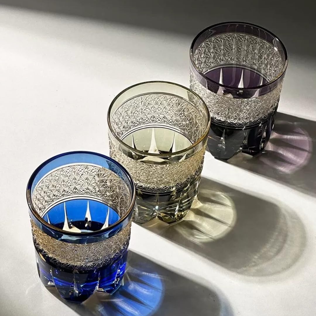 Edo Kiriko Whiskey Glass – Luxury Lead-Free Hand Cut Crystal Whiskey Glass with Gift Box| 320ml Elegant Old Fashioned Tumbler for Whisky, Cocktails, Spirits (Purple) - Image 8