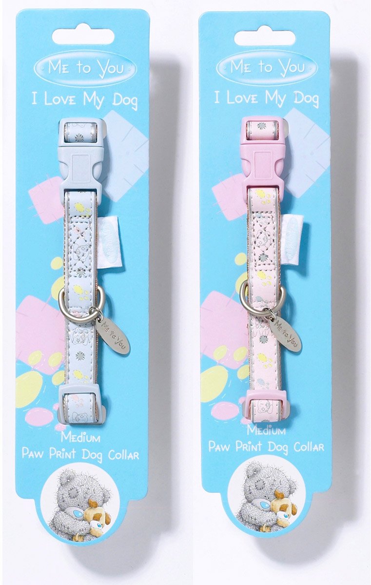 Me To You ® Paw Print Collars Blue & Pink Med (Pack of 6)
