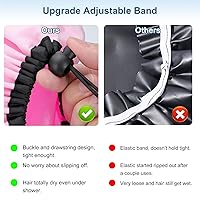 Vista 5 de 3 gorros de ducha súper jumbo de 15 pulgadas, reutilizables, doble impermeable, forro de satén de seda, XL ajustable para mujeres, cabello largo