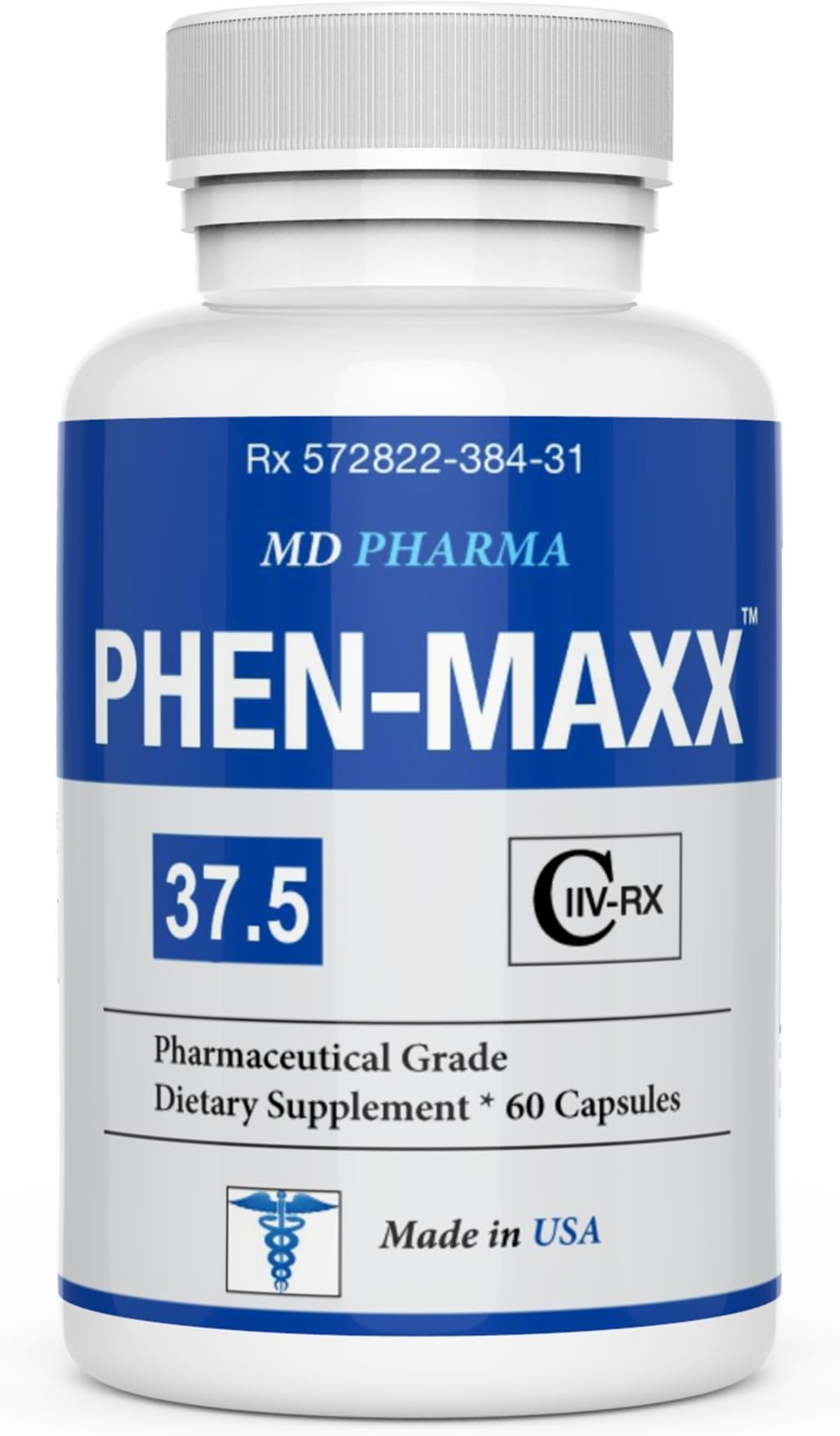PHEN-MAXX 37.5 ® (Pharmaceutical Grade OTC - Over The Counter - Weight Loss Diet Pills) - Advanced Appetite Suppressant - Increase Energy - Clinically Proven Ingredients