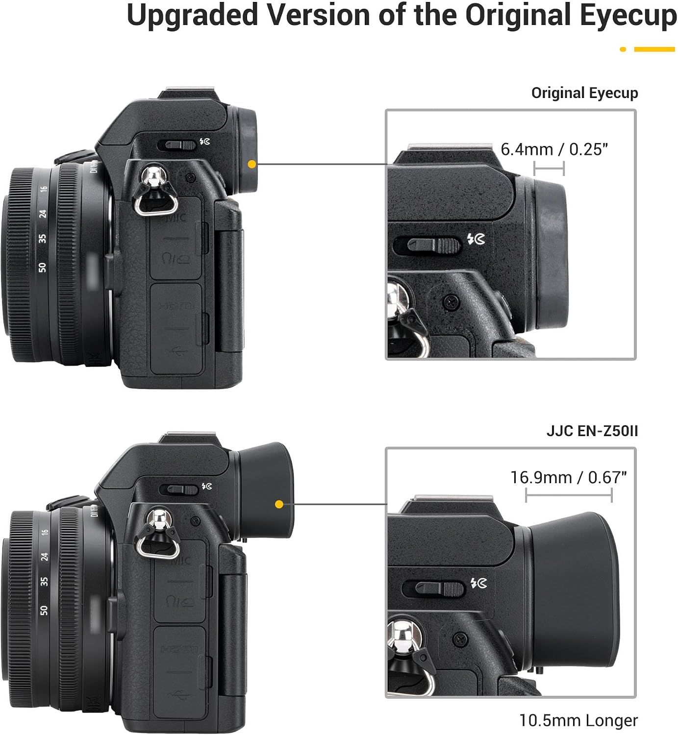 Extended Z50II Z50 II Eyecup Eyepiece, Soft Silicone Eye Piece Viewfinder Eye Cup Eyeshade Cover Protector Special Designed for Nikon Z50 II Camera(Not Fit Z50) with Double-Layer Hollow Cushion Design
