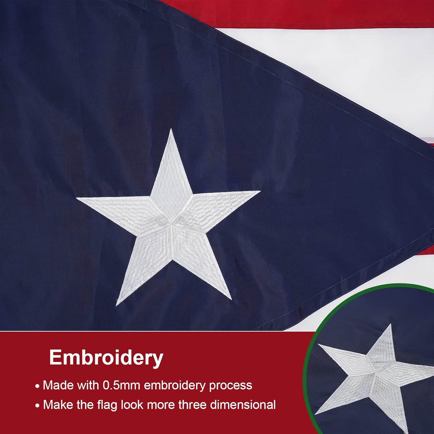 SYII Puerto Rico Flag 4x6 FT, Embroidered Star and Double Stitched Sewn Stripes with 2 Brass Grommets, Durable Polyester Puerto Rican Flags Outdoor Banner