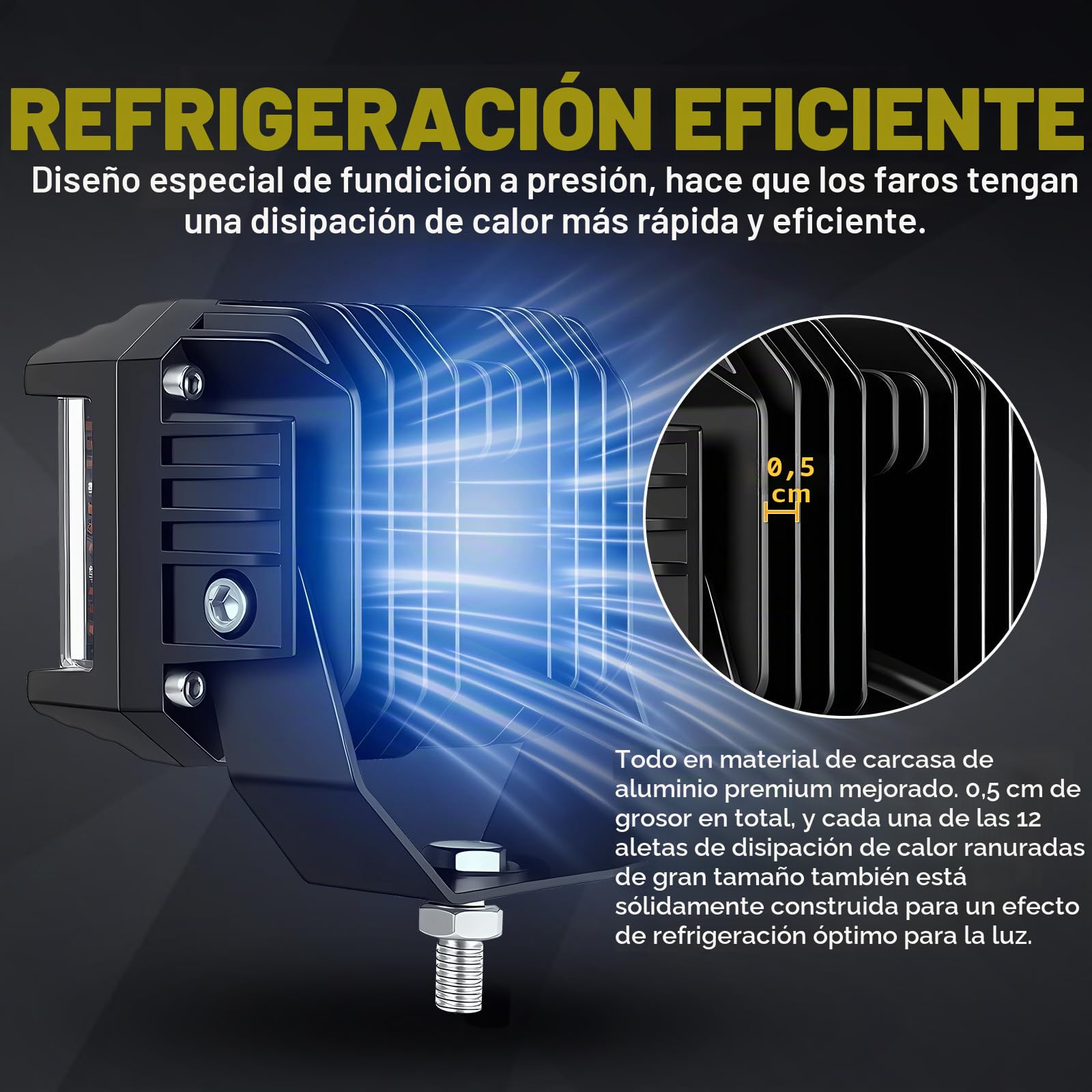 RIGIDON 2 Pcs Estroboscópica Faros trabajo led, 4 pulgadas 35W 3500LM Spot Lámpara trabajo Impermeable Exterior foco led 12V 24V para Off road Camión Tractor Coche SUV 4x4, Amarillo Blanco